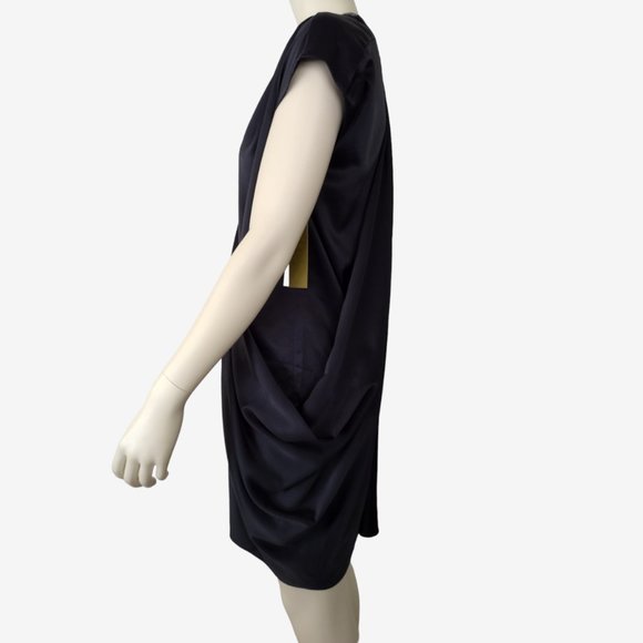 Vintage 1990s Nicole Miller Silky Satin Side Drape Mini Cocktail Dress - Picture 8 of 12